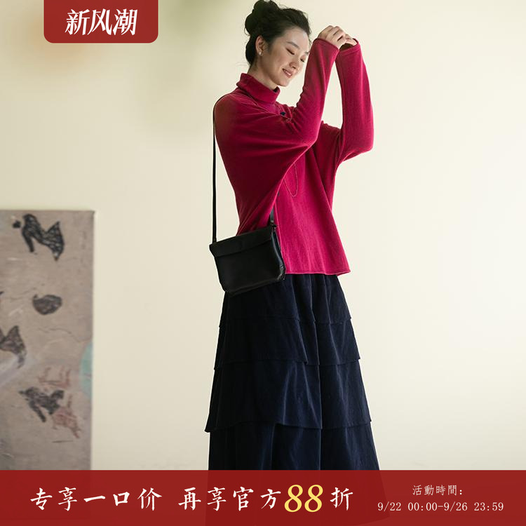 牧衣游原创 进口澳毛套头衫女新款软糯轻薄内搭高领打底衫 城里