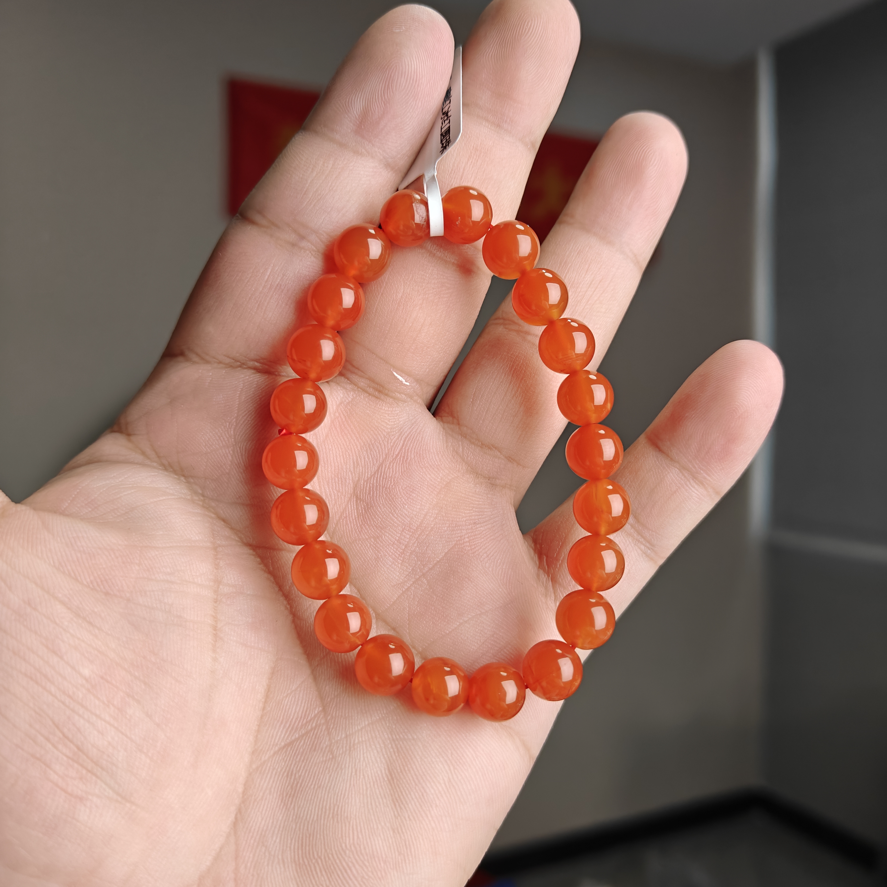 约8mm南红冰红圆珠单圈手串