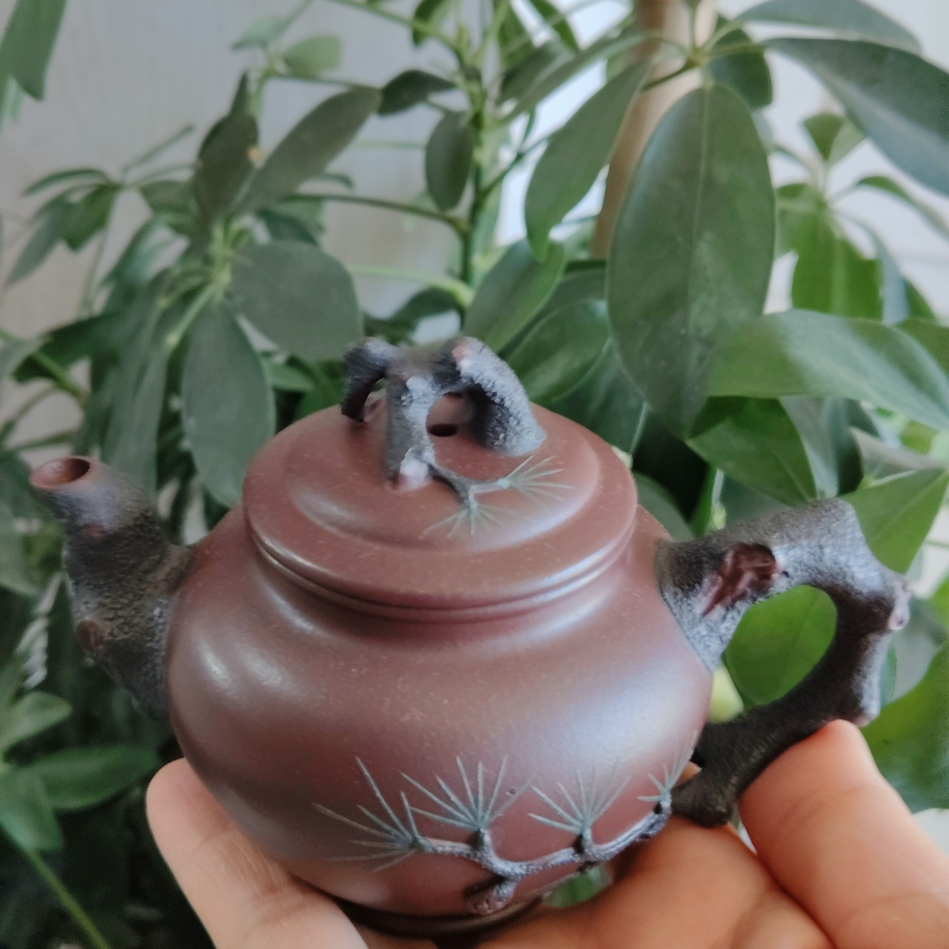 底槽清材质160CC松报春宜兴原矿紫砂精工手作茶壶精美
