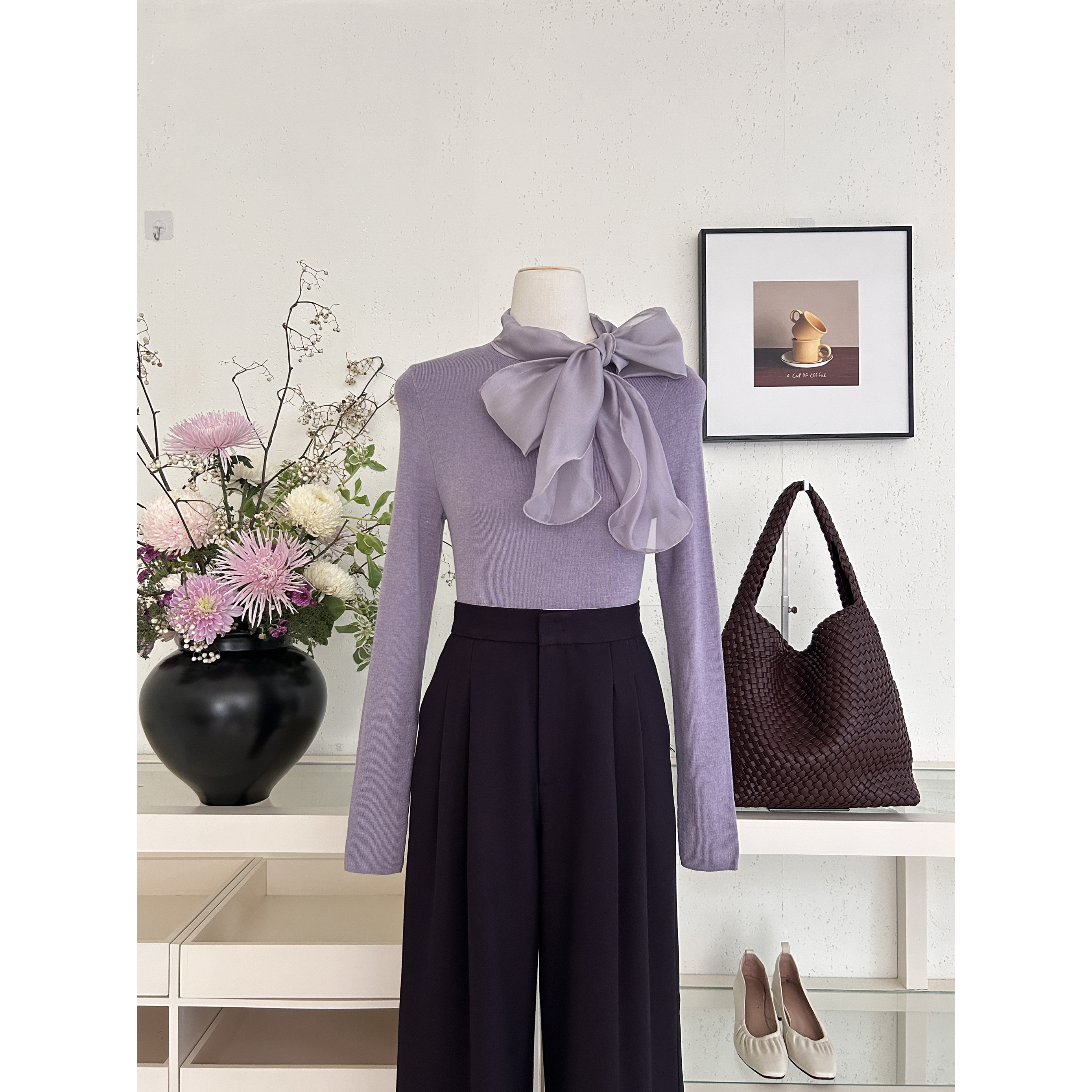 2026法式设计系带蝴蝶结气质优雅针织衫秋冬新款感显瘦上衣H3-41