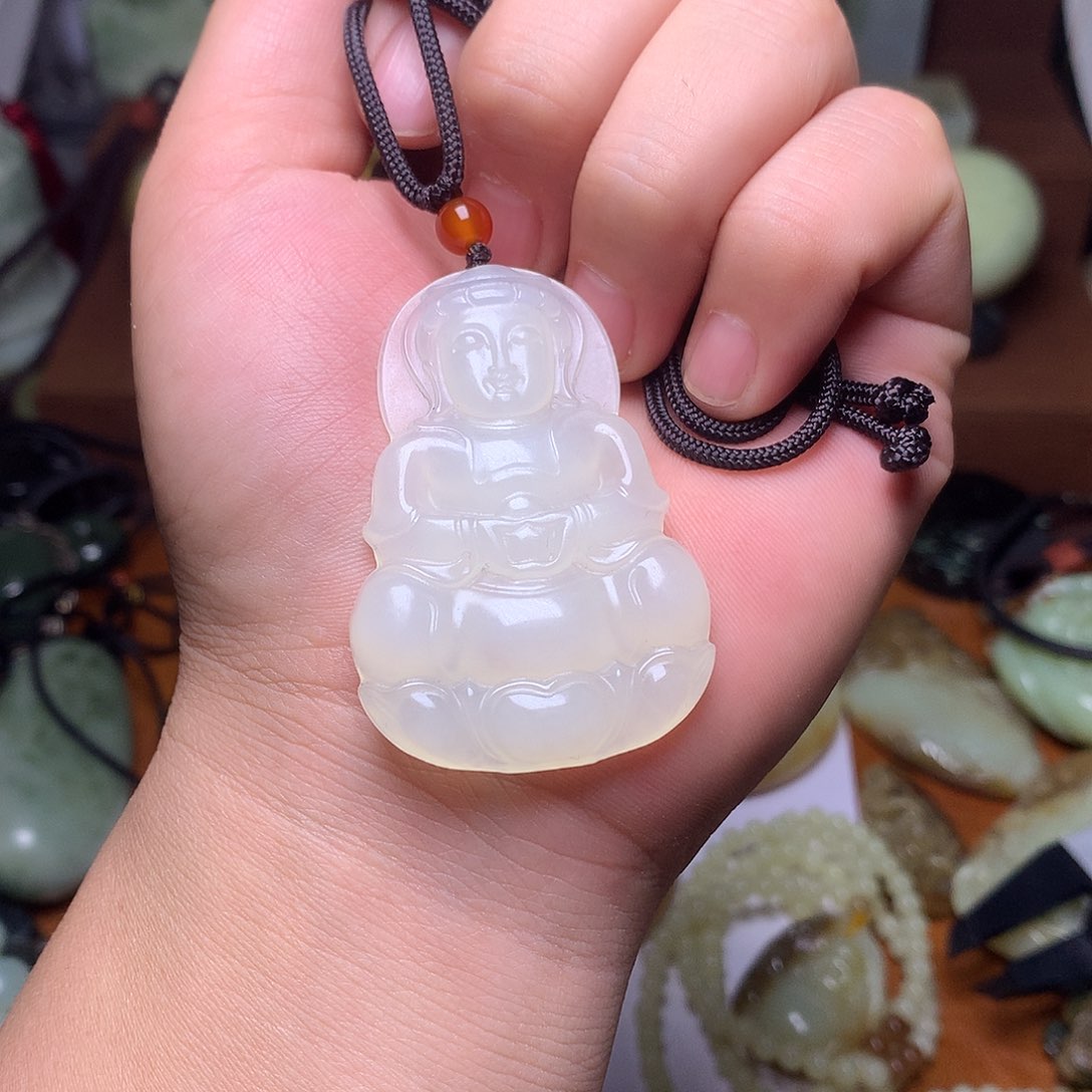 未镶嵌岫玉岫玉挂件观音风**生