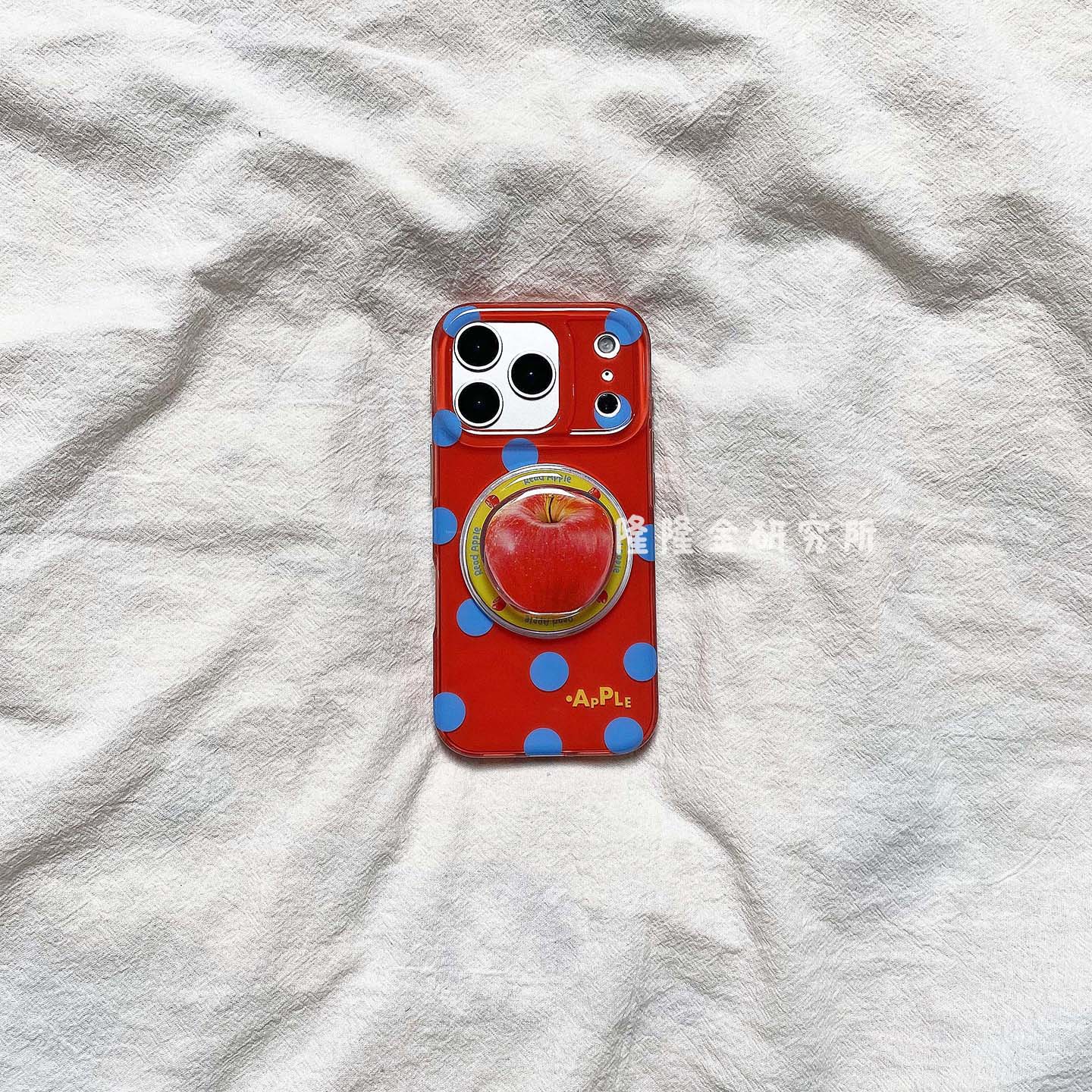 隆隆金适用苹果17手机壳红底蓝波点16promax简约保护套13/14/15壳