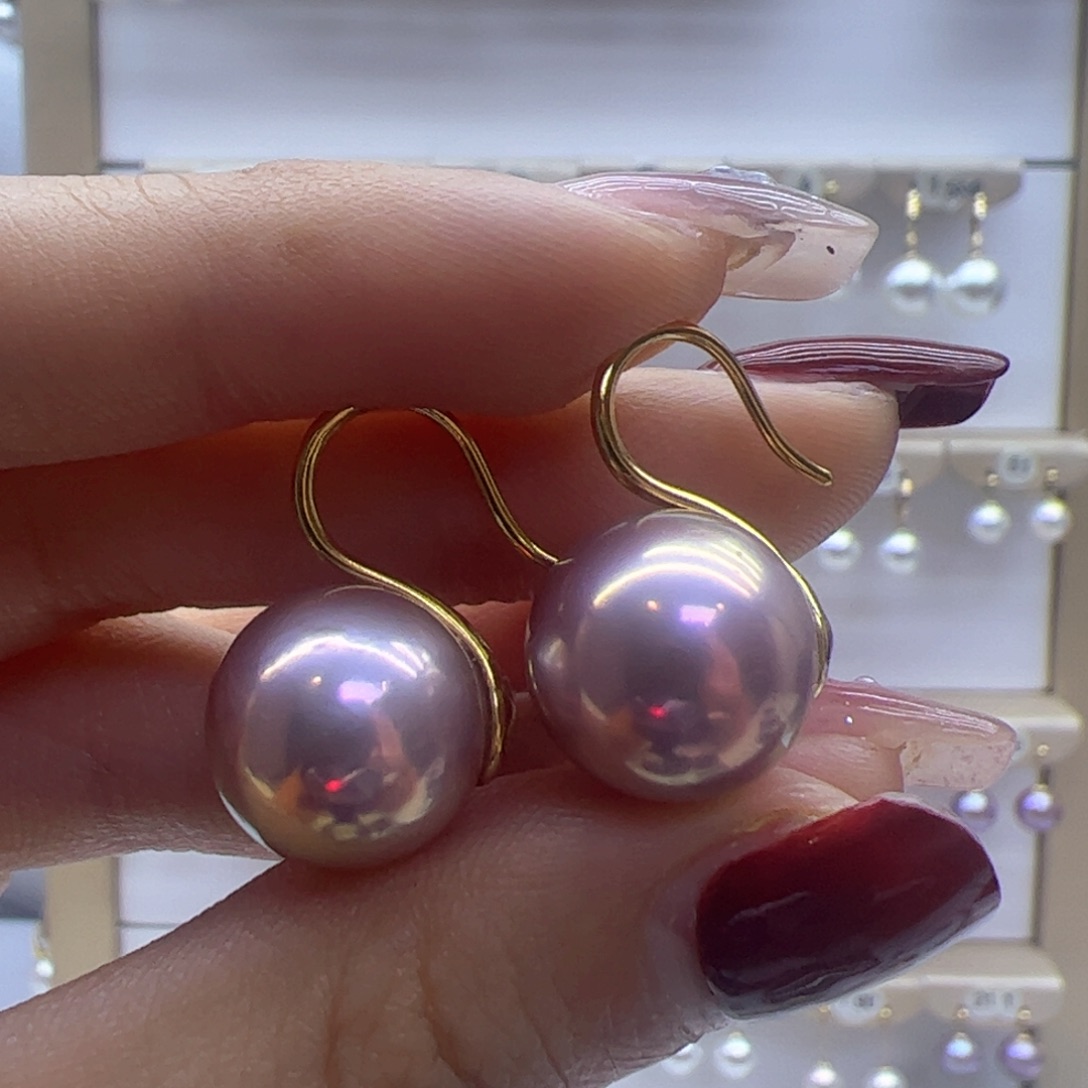 淡水珍珠耳饰18K金镶嵌