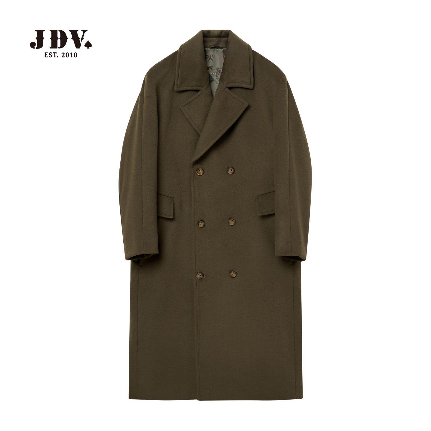 JDV男装2023商场同款秋冬新款双排扣绵羊毛混纺大衣外套WCO3571