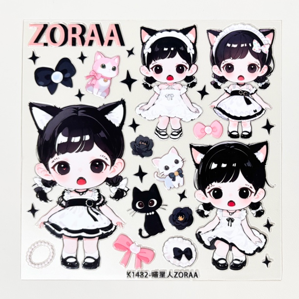 Du家定制zoraa立体浮雕贴纸大卡防水防油DIY手机壳平板水杯装饰
