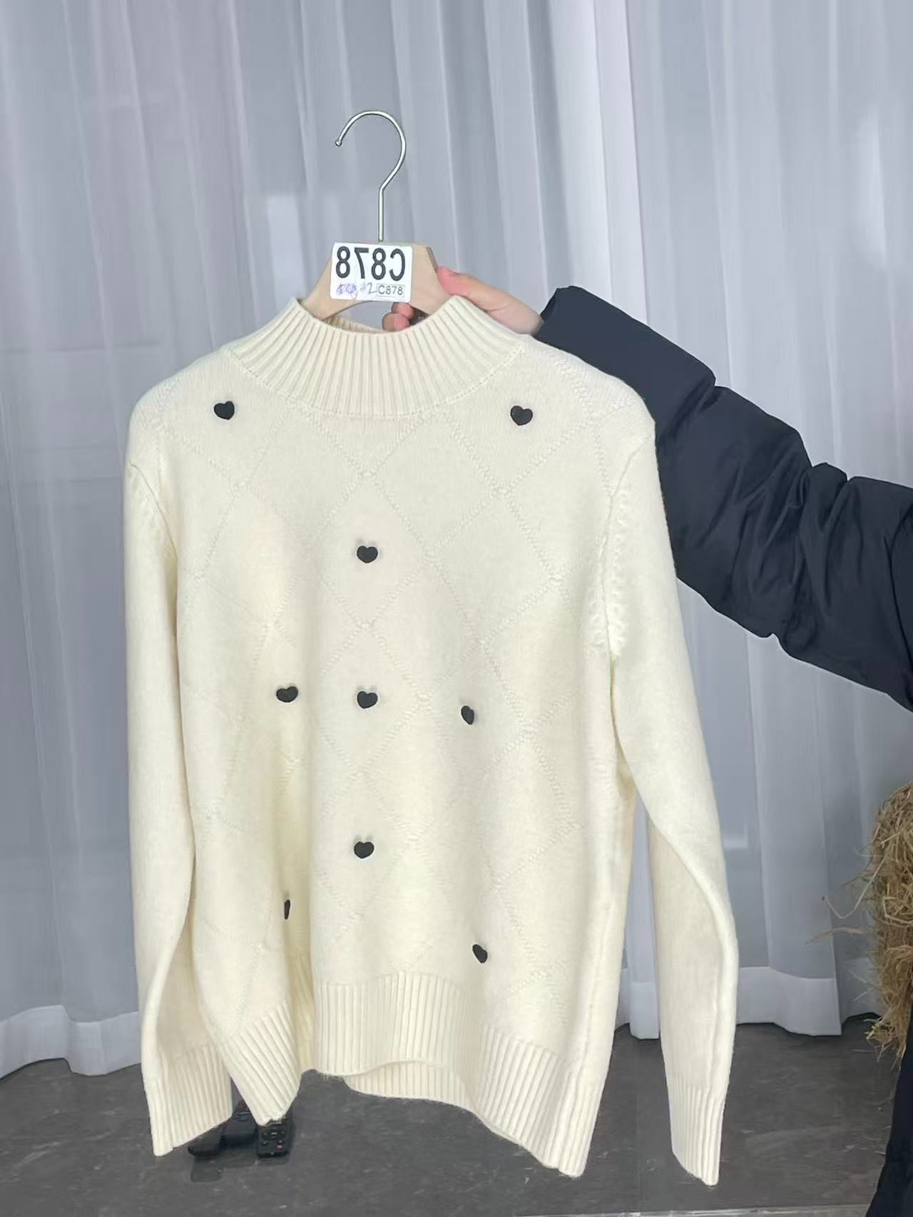 C878【下单无需备注均码】休闲接圆领厚款高领秋季毛针织衫