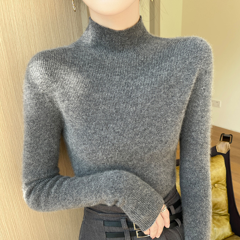 一线成衣半高领打底衫女内搭秋冬新款长袖针织衫百搭修身显瘦毛衣