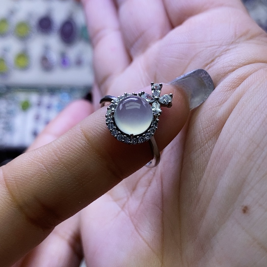 岫玉银S925镶嵌戒指