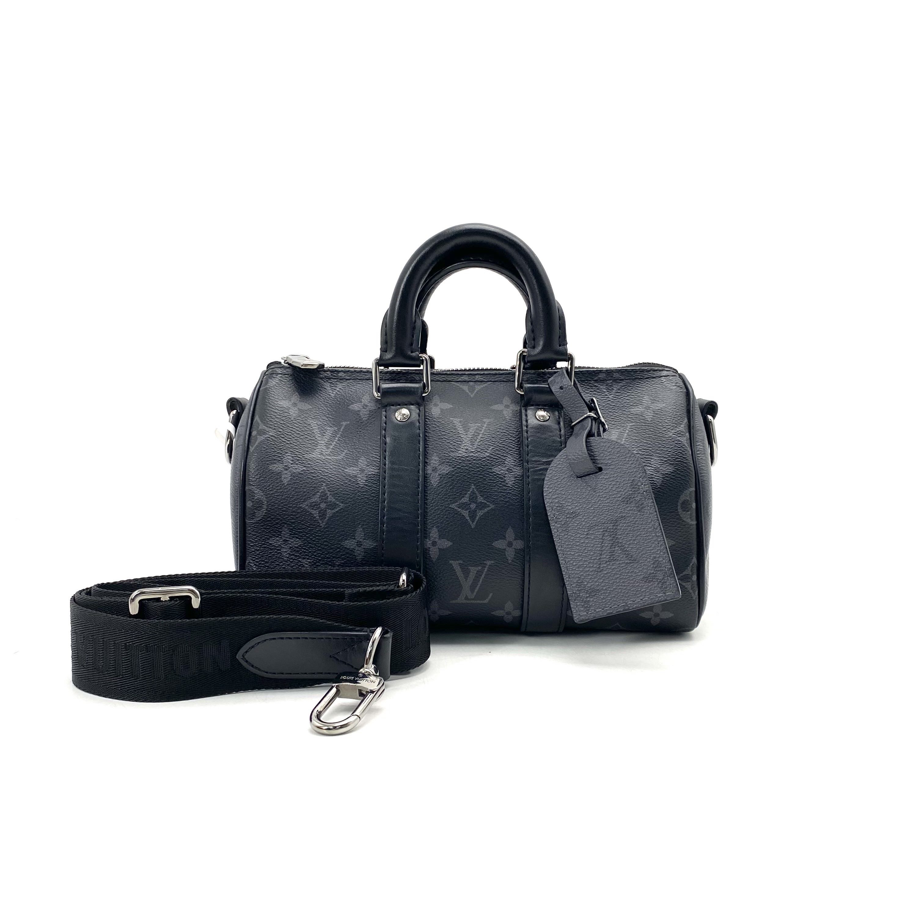 99新 LouisVuitton/路易威登 黑武士keepall25斜挎包25/15 lv男包