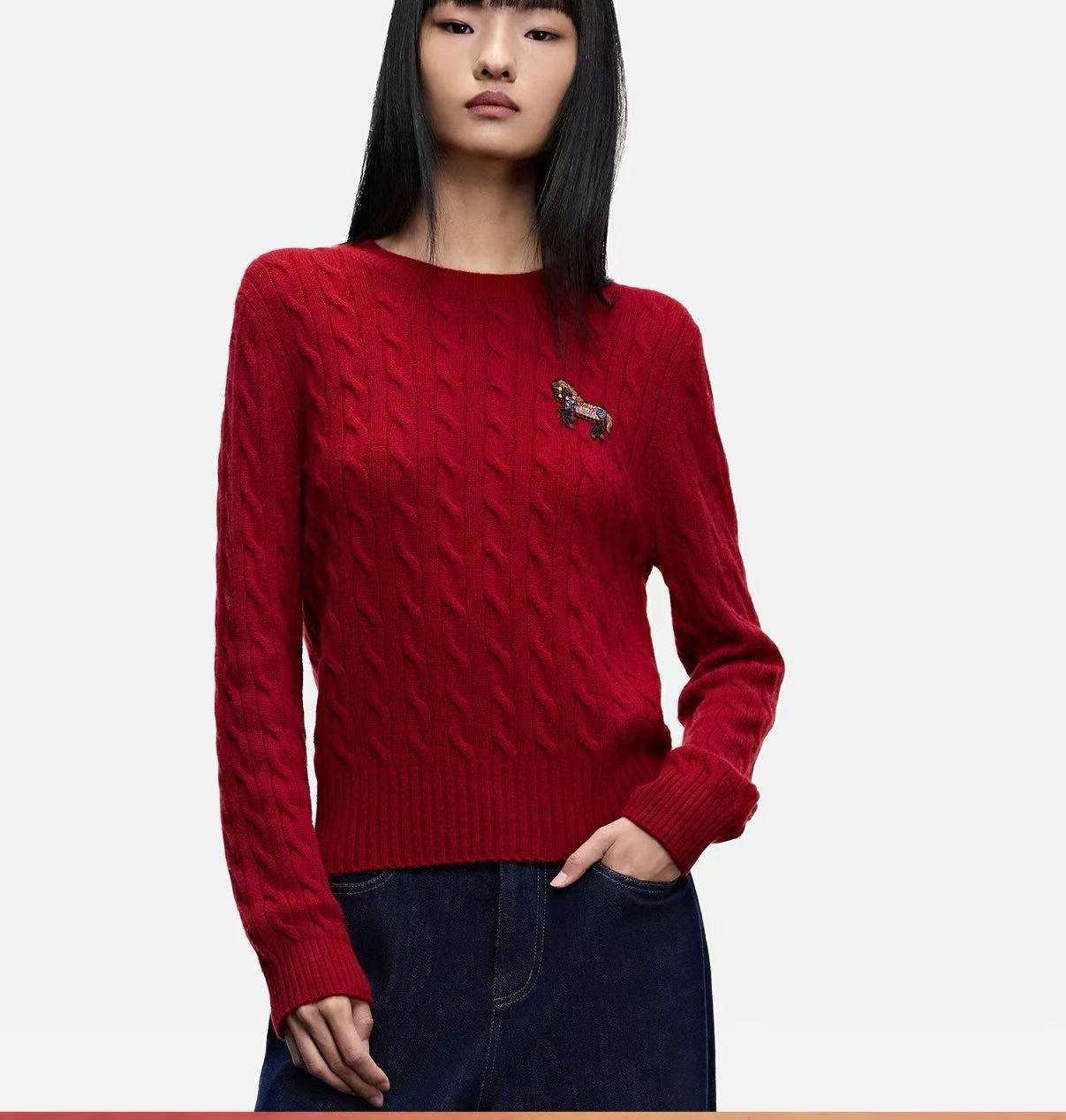 问之羊绒26生肖圆领百搭女装旋转木马WZ25058