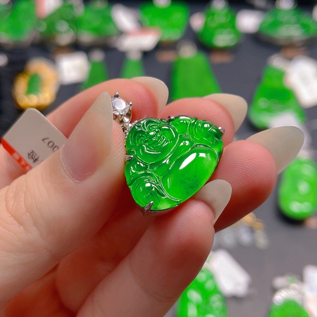 吊坠(不含链)银S925镶嵌翡翠