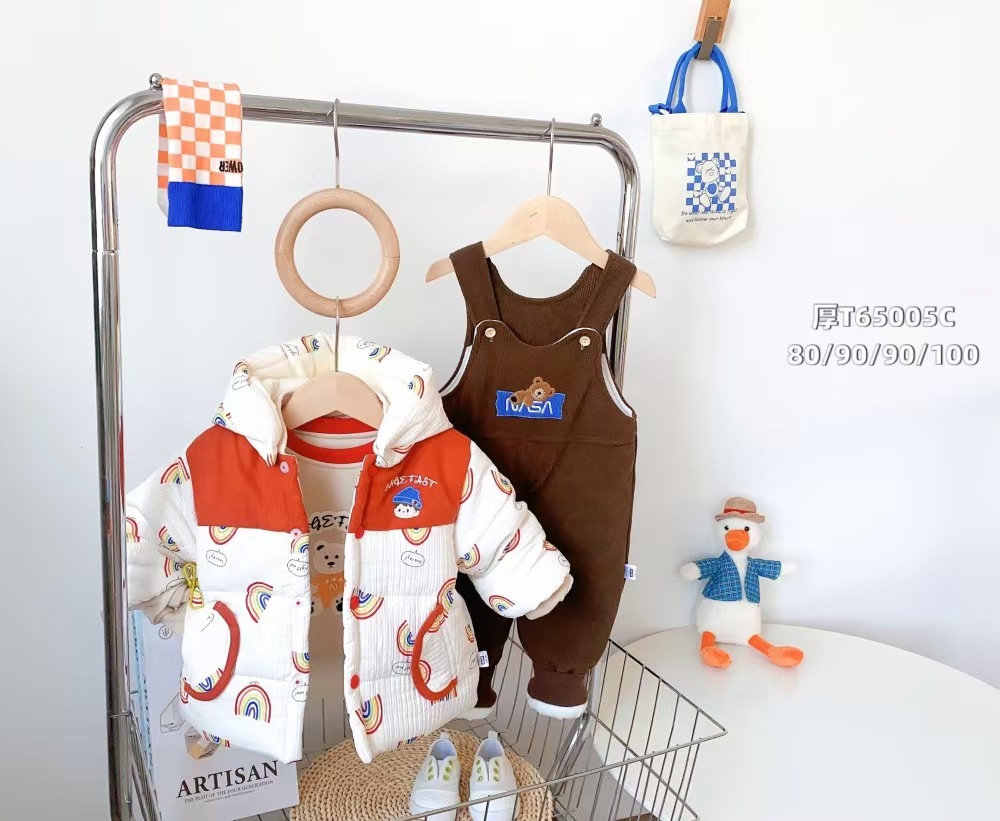 棉棉 厚棉彩虹背带三件套5005