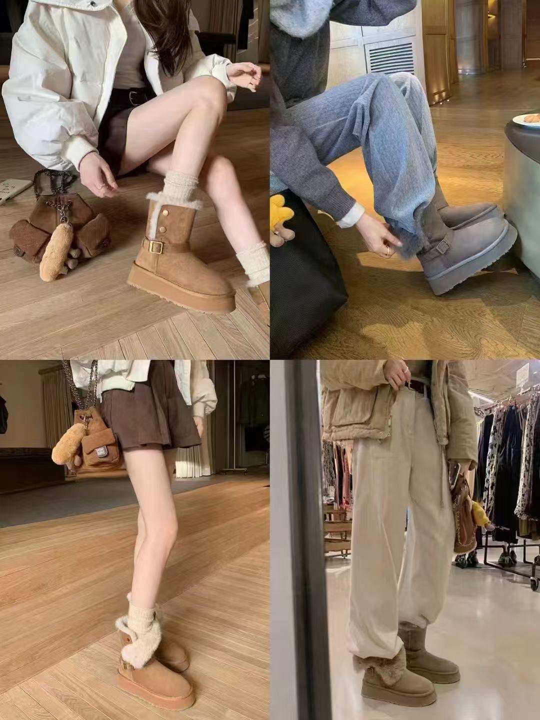 厚底加绒加厚磨砂保暖中筒雪地靴女款2025新季冬款