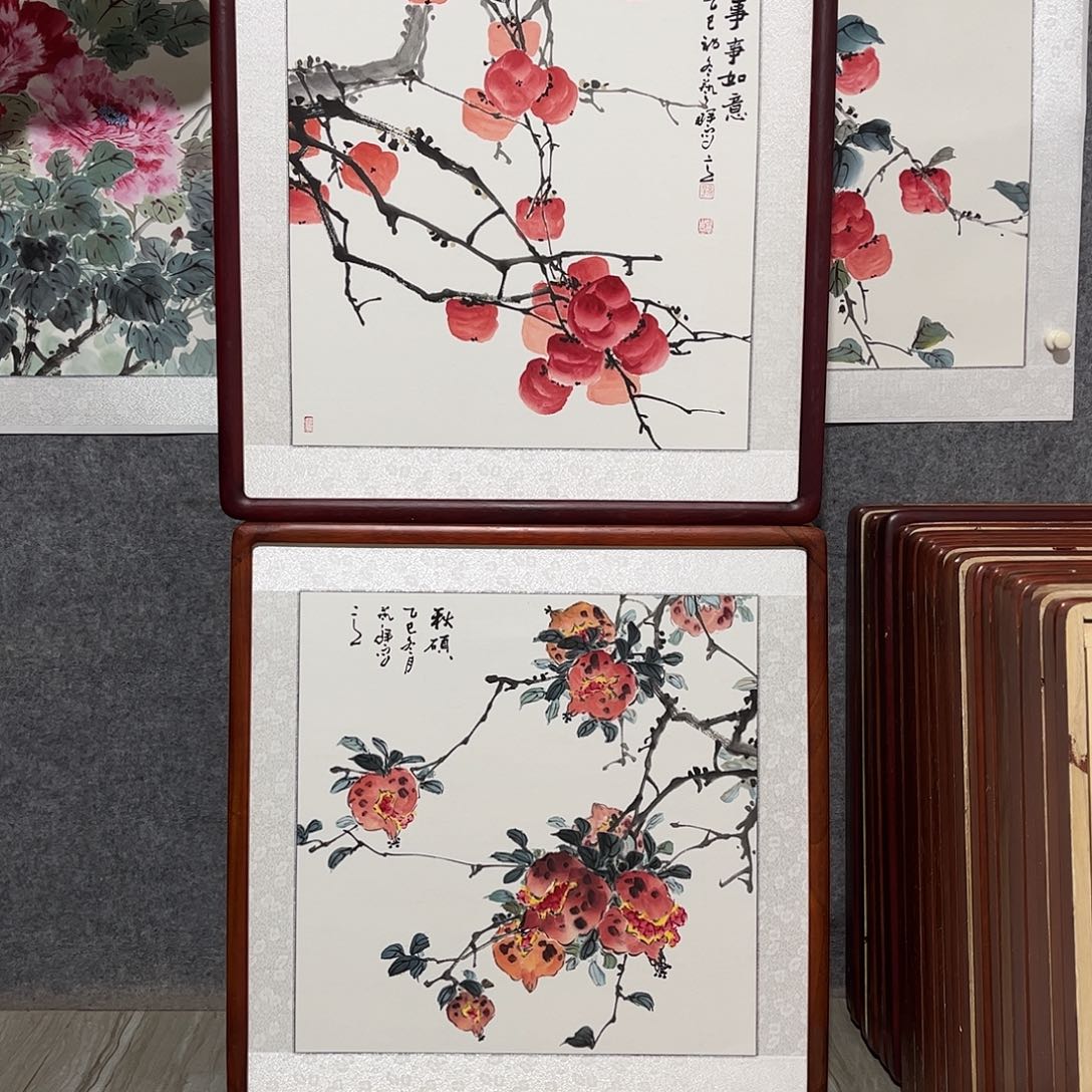 国画书画作品带框63×63