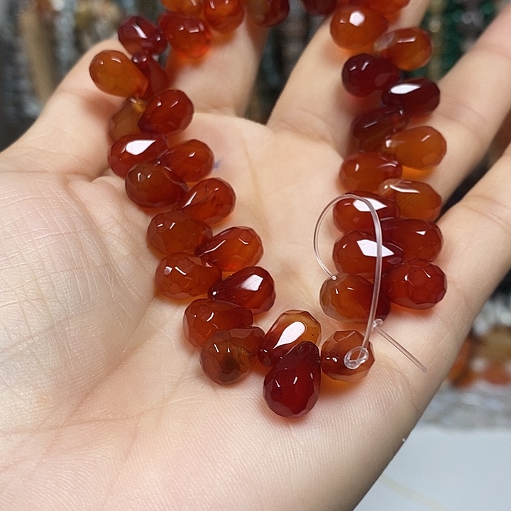 玛瑙/玉髓未镶嵌珠宝半成品玛瑙切面水滴卡8*12mm