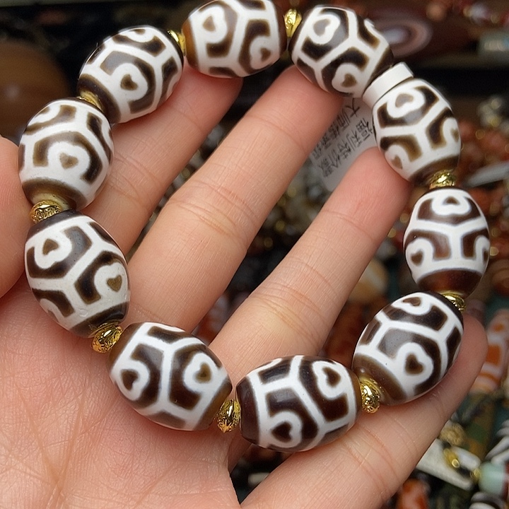 高货黑白天珠手串