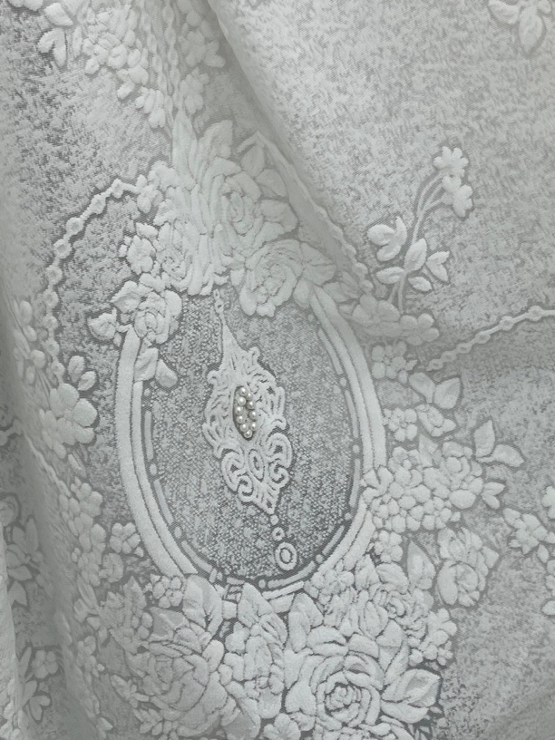 0873圆镜珍珠浮雕成品纱