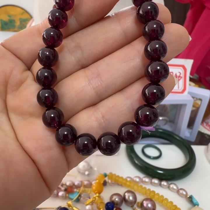 末***手链石榴石未镶嵌8左右单圈天然结构