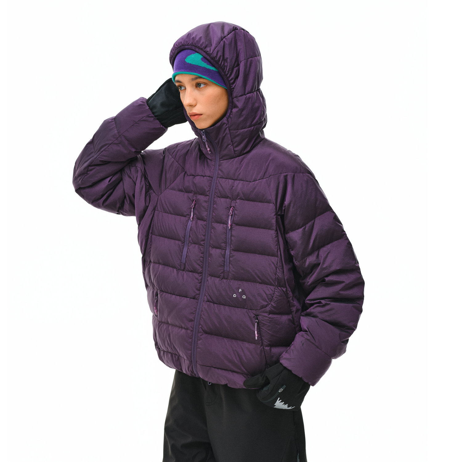 FPA排骨结构双拉链轻薄羽绒连帽外套女款秋冬季拉链保暖外套