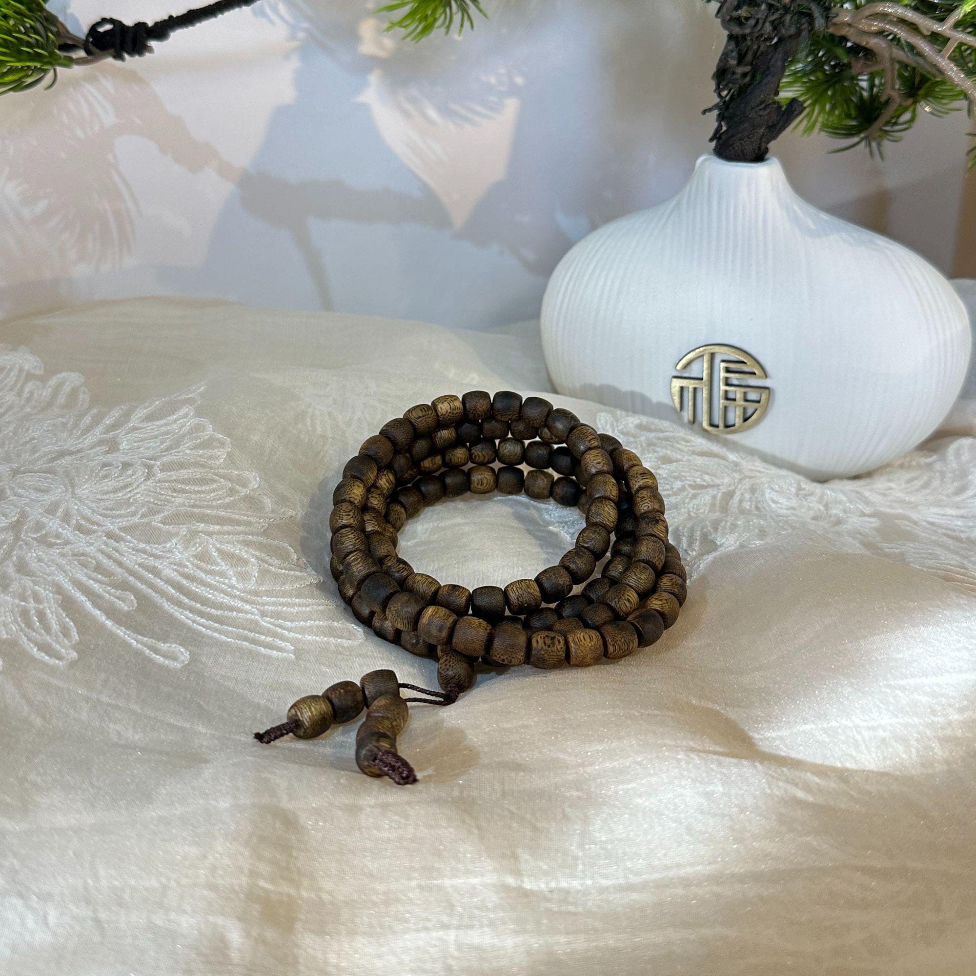 沉香【香叙】海南莺歌绿奇楠9分沉沉香鼓珠多圈手串（多样性发其一）