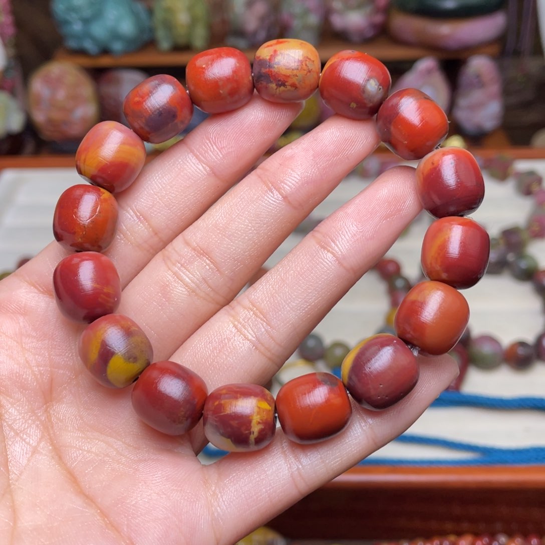 玛瑙/玉髓珠宝半成品未镶嵌1****3盐源玛瑙铁皮包浆老型串