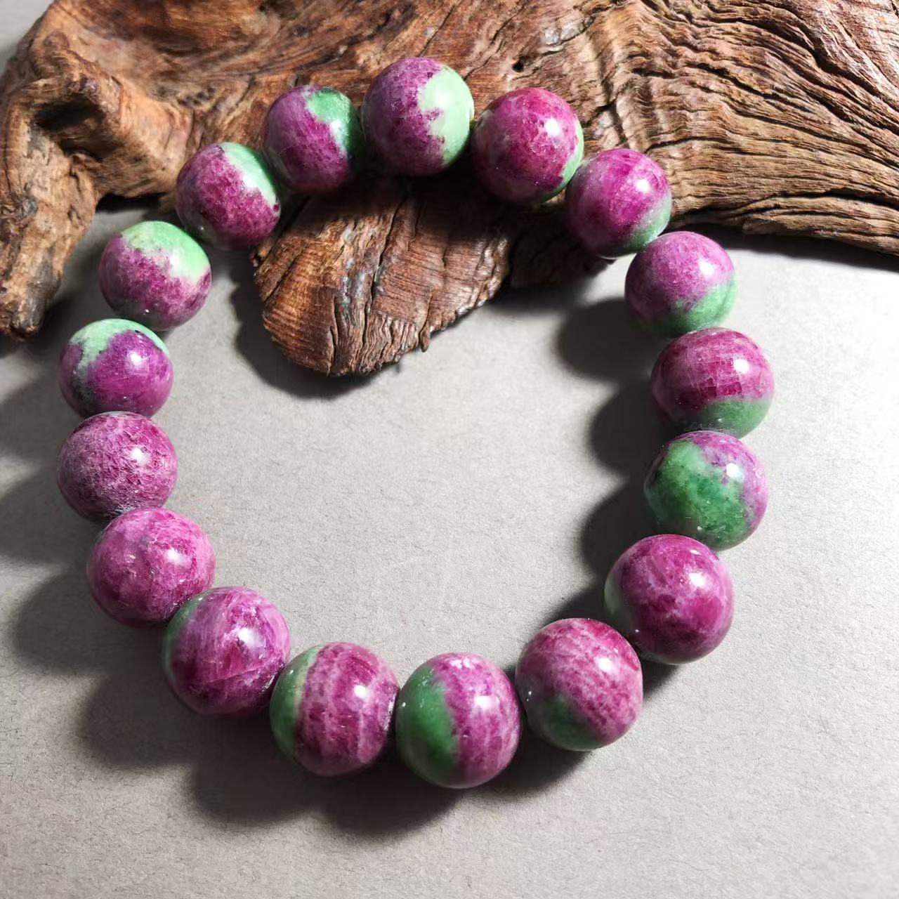 【圣芭黎】天然红宝石手串红绿宝B4292多样性发一