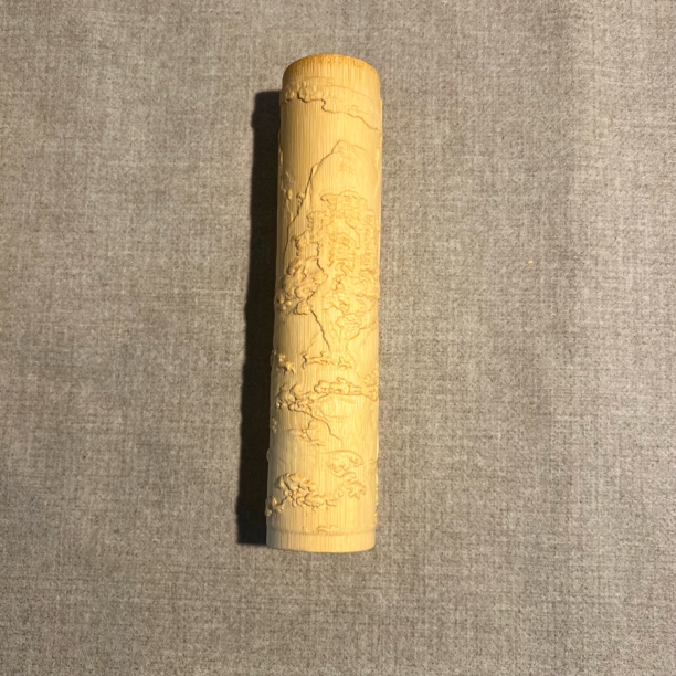 山水图 雕刻实心竹手把件竹子雕刻