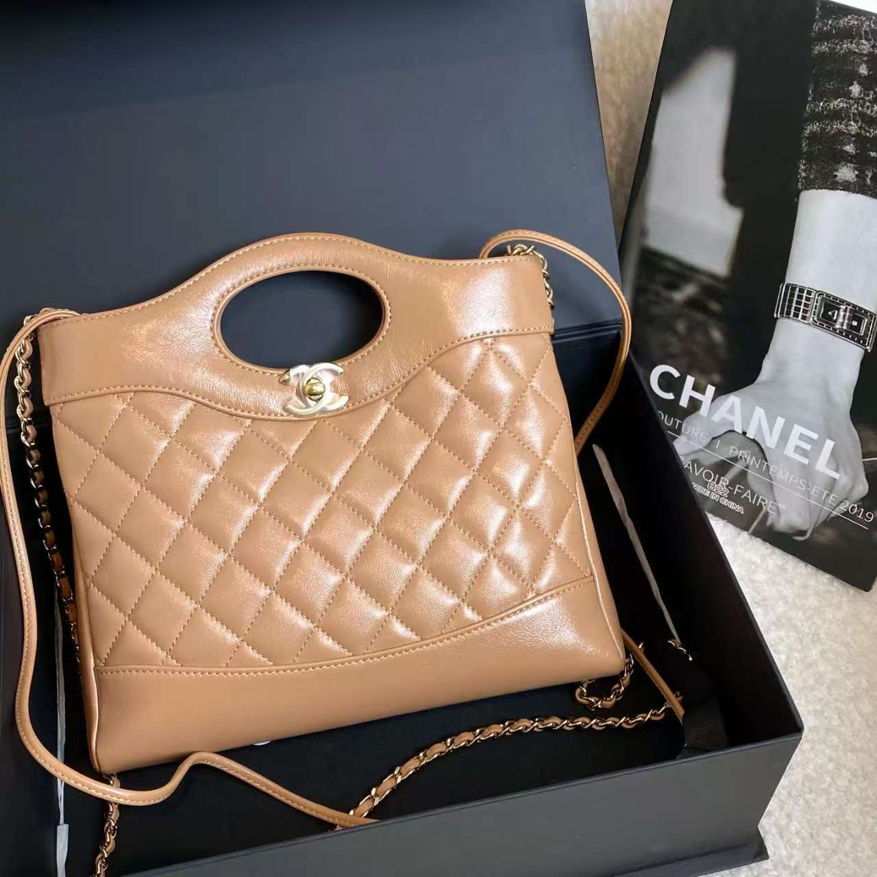 99新 Chanel/香奈儿 奶茶色31bag mini/84573006/12期/代卖服务