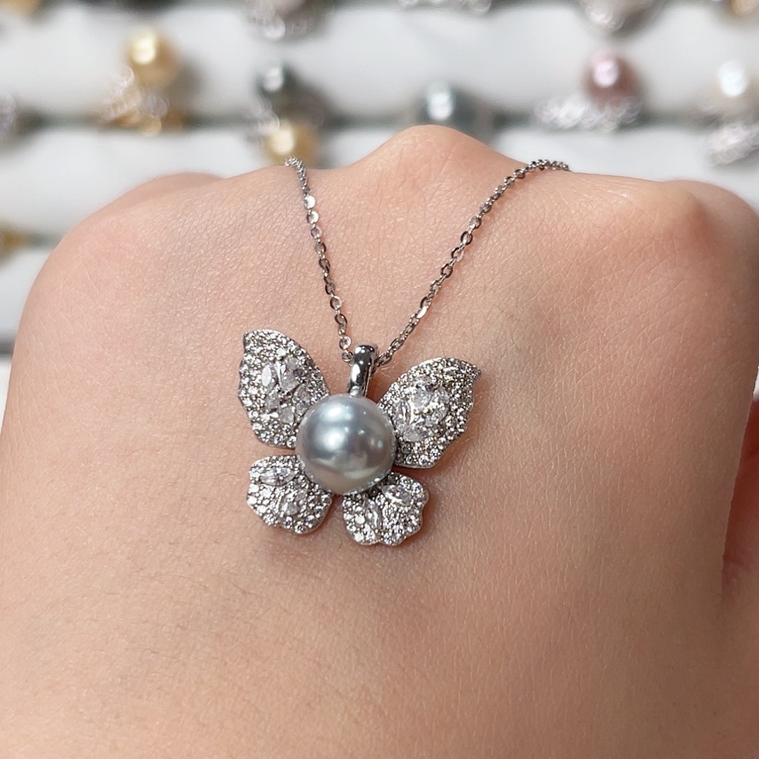 海水珍珠套链银S925镶嵌