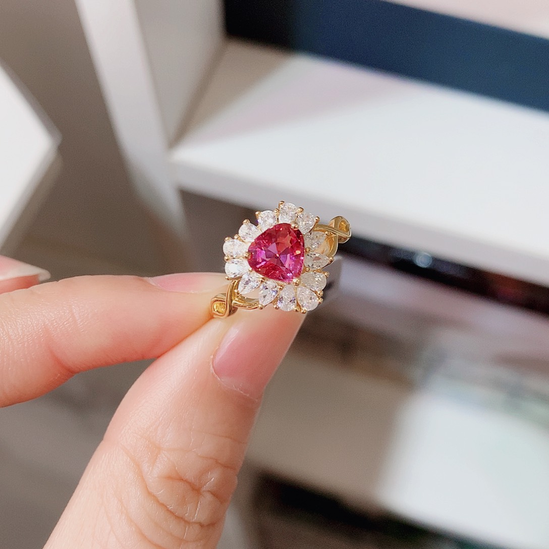 银S925镶嵌戒指碧玺