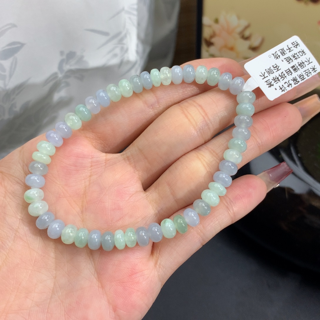翡翠手链未镶嵌卡6冰胶马卡龙鼓珠手串