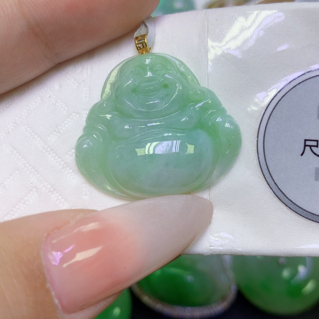 翡翠18K金镶嵌颈饰天然缅甸翡翠a货百元以上9元证书费自理