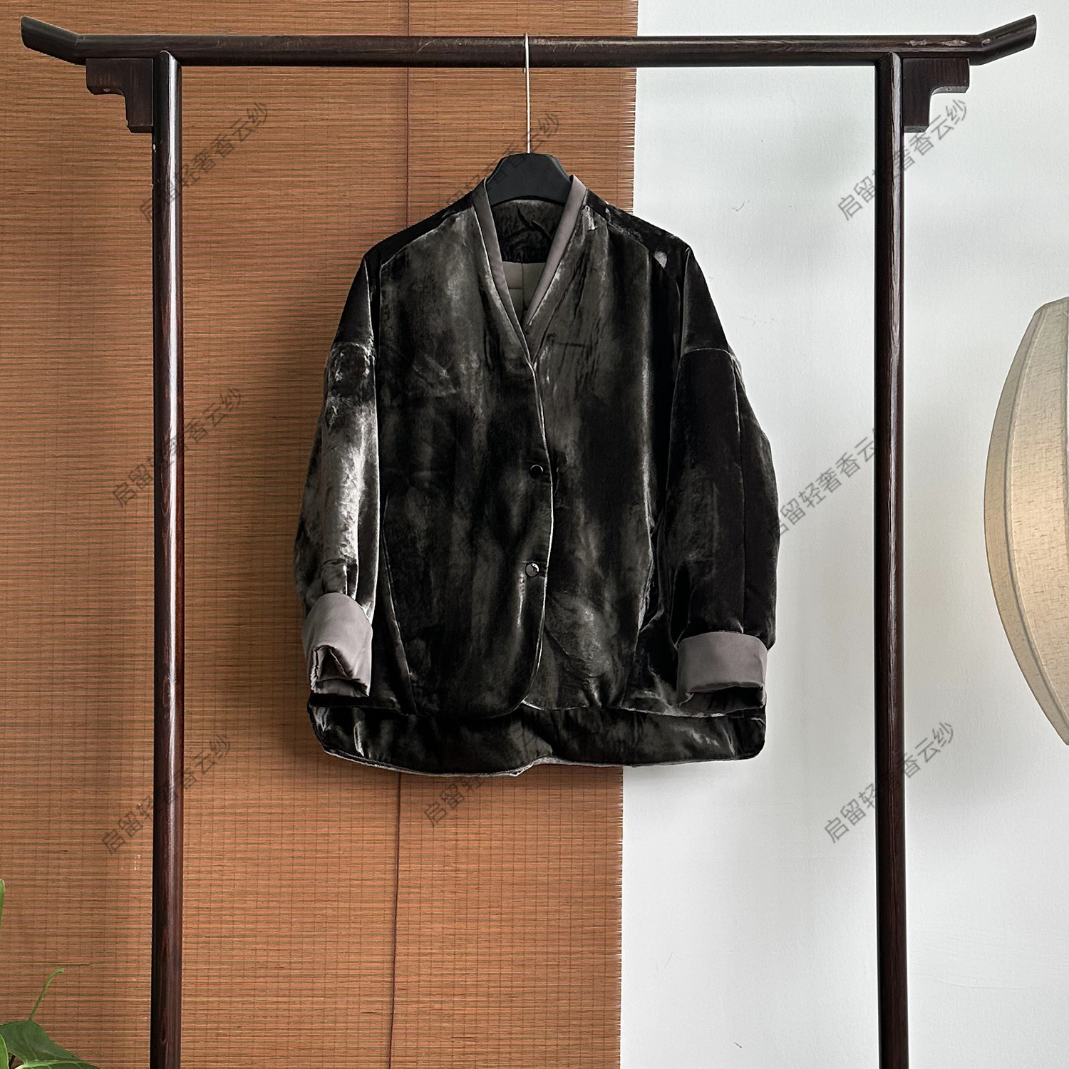 【253393】 沉灰柔缎 新中式国风 冬款加厚外套