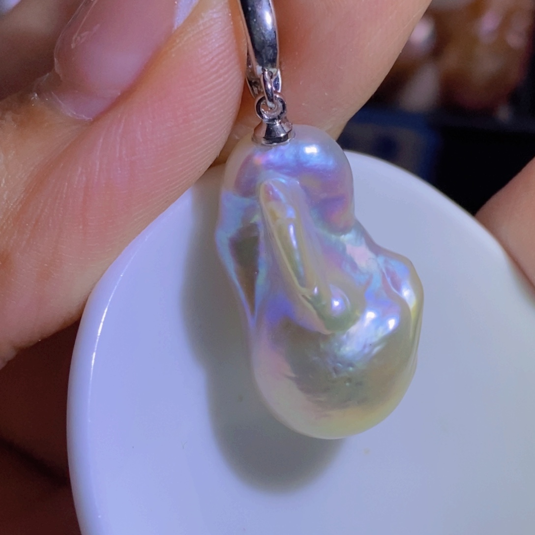 银S925镶嵌淡水珍珠微瑕天然淡水珍珠