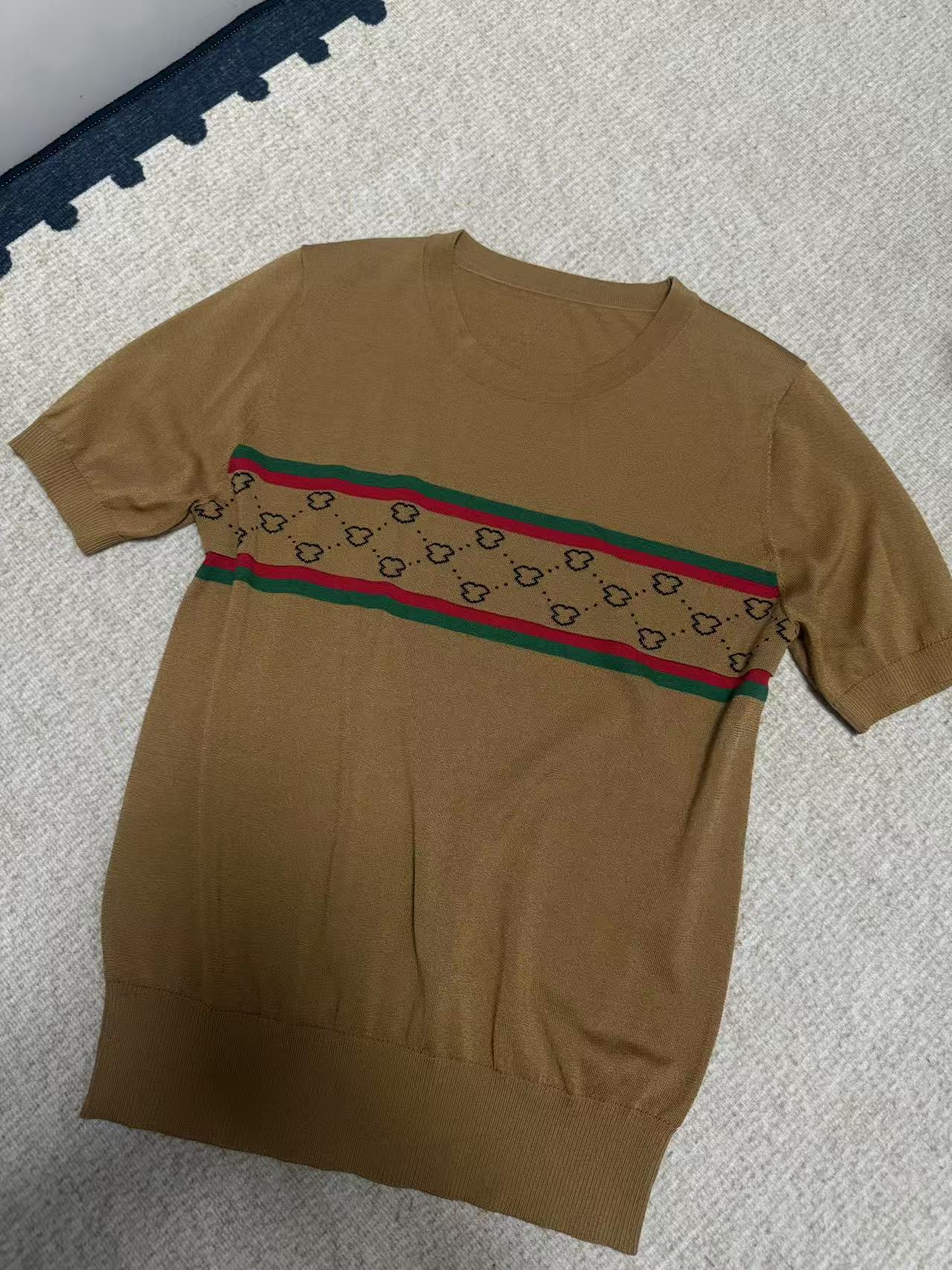 【深圳南油美美家】法式高级感撞色点缀短袖T恤夏季新款上衣女F1000