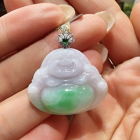 翡翠18K金镶嵌吊坠(不含链)