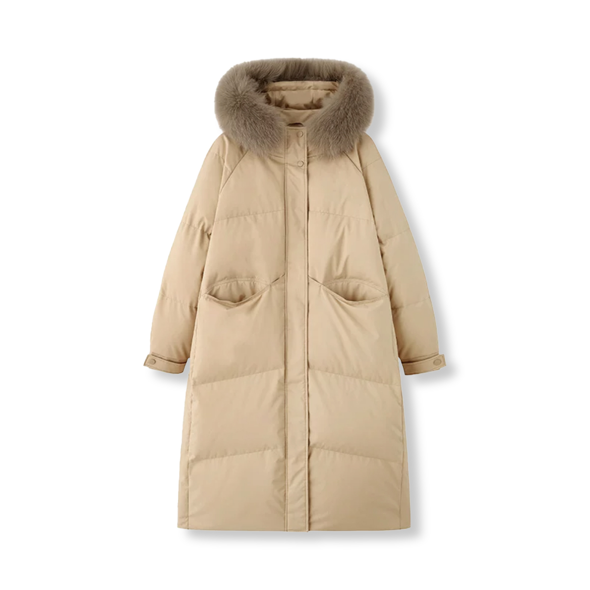 【清货】白鸭绒新款羽绒服女冬连帽带毛领长款加厚保暖外套