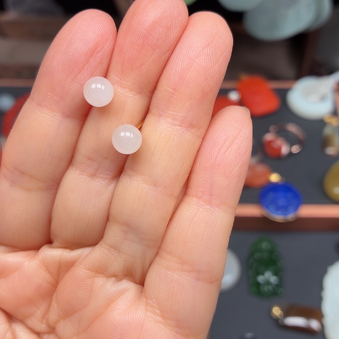 熊***2和田玉银S925镶嵌耳饰