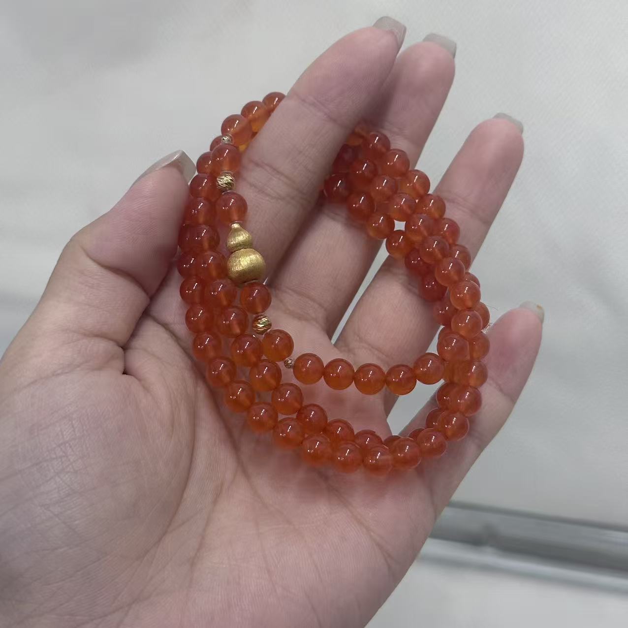 【不二】河湾冰红18K金DIY三圈手串6mm（多样性发）