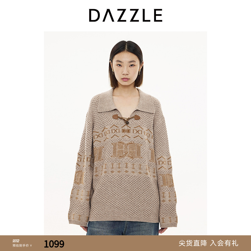 DAZZLE地素毛针织衫针织翻领套衫2I4E4376L