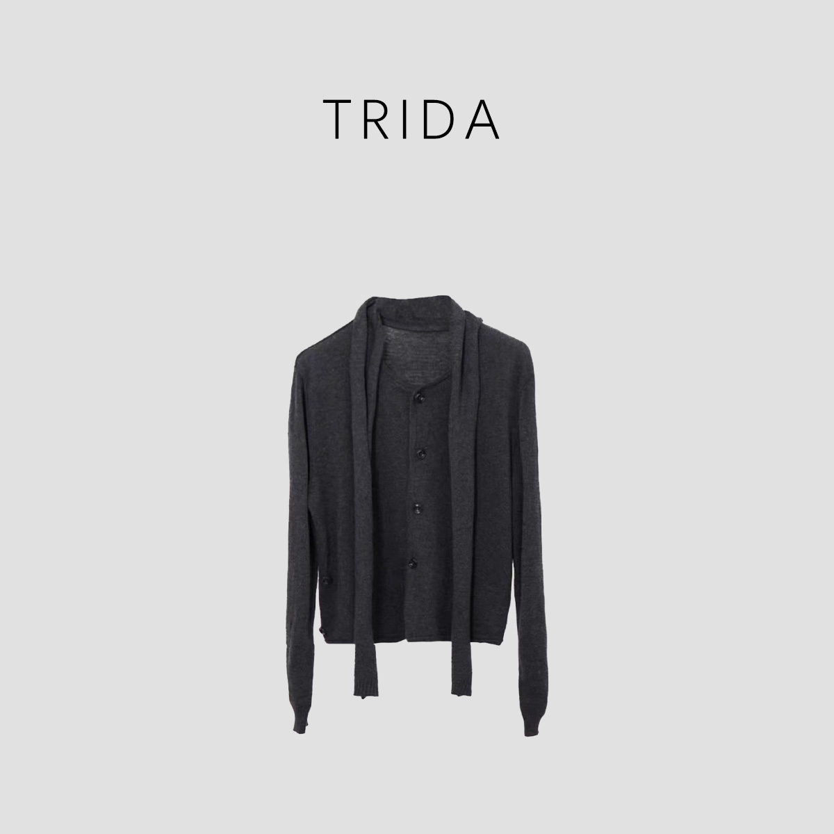 【花间集】女士两色长袖100羊毛围脖设计款针织衫256434A