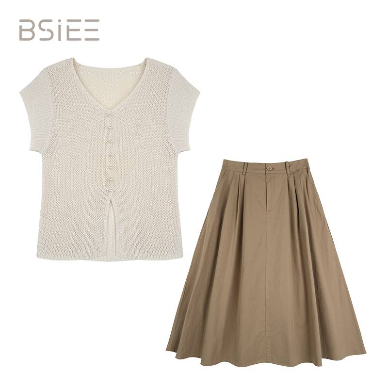  BSiEE本涩针织半裙套装显瘦气质减龄