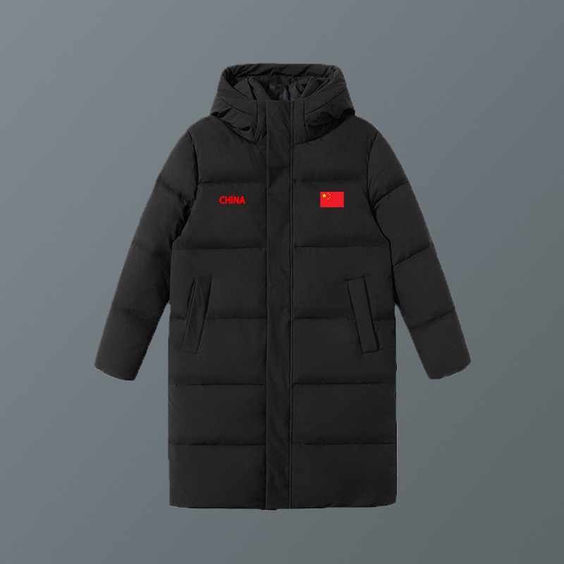 国家队户外羽绒服运动大衣中长款保暖加厚体育生冬季白鸭绒外套男