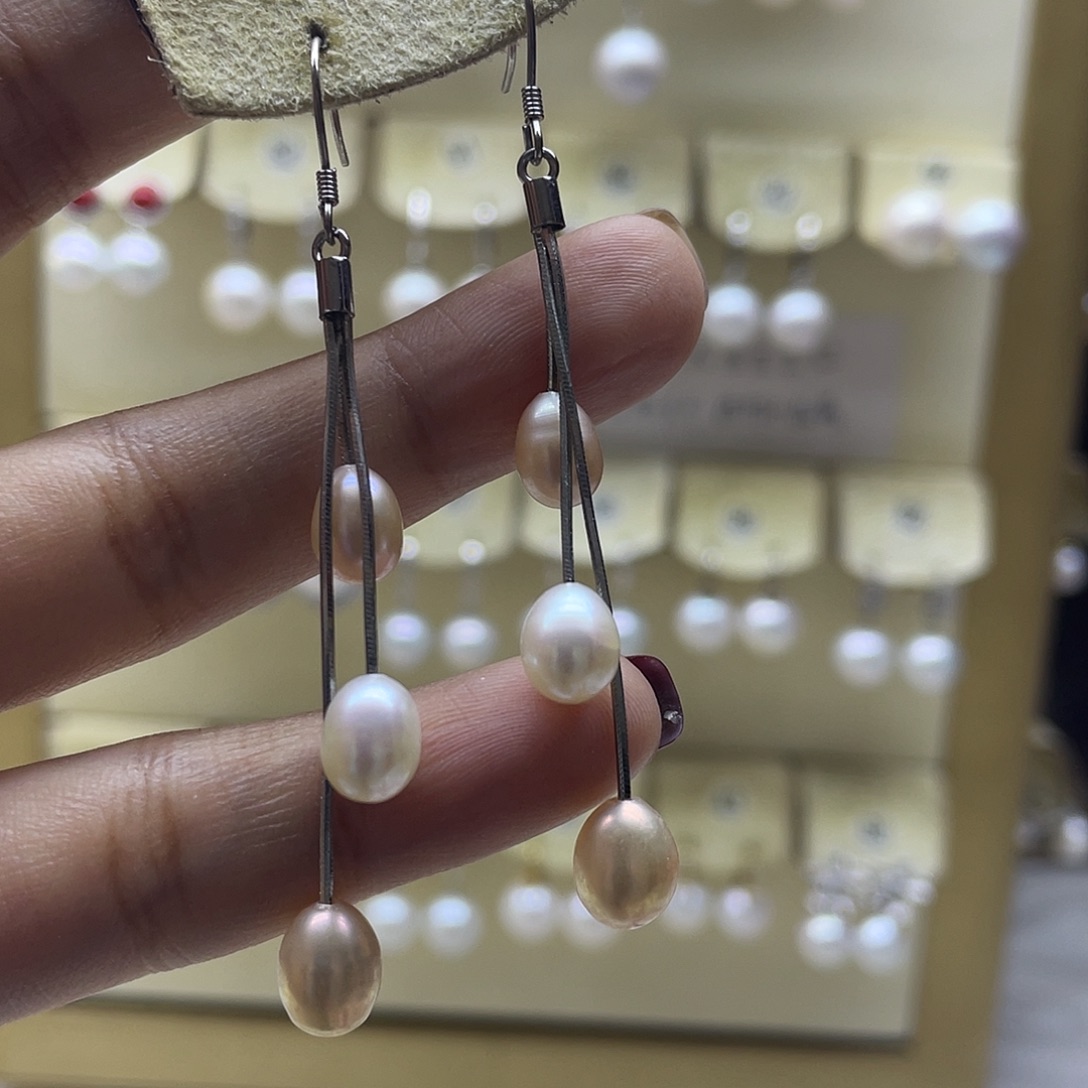 银S925镶嵌耳饰淡水珍珠