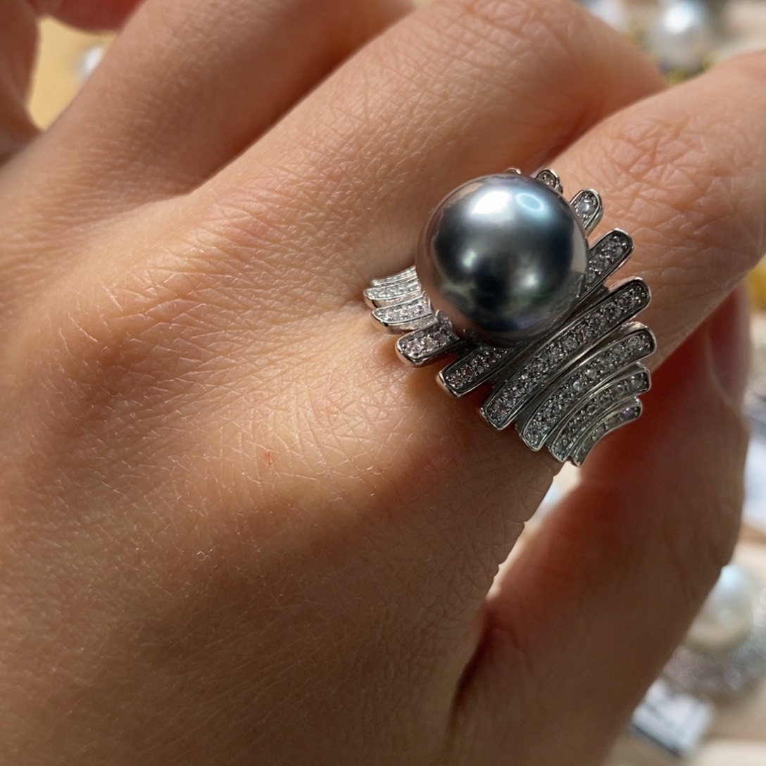 海水珍珠戒圈银S925镶嵌