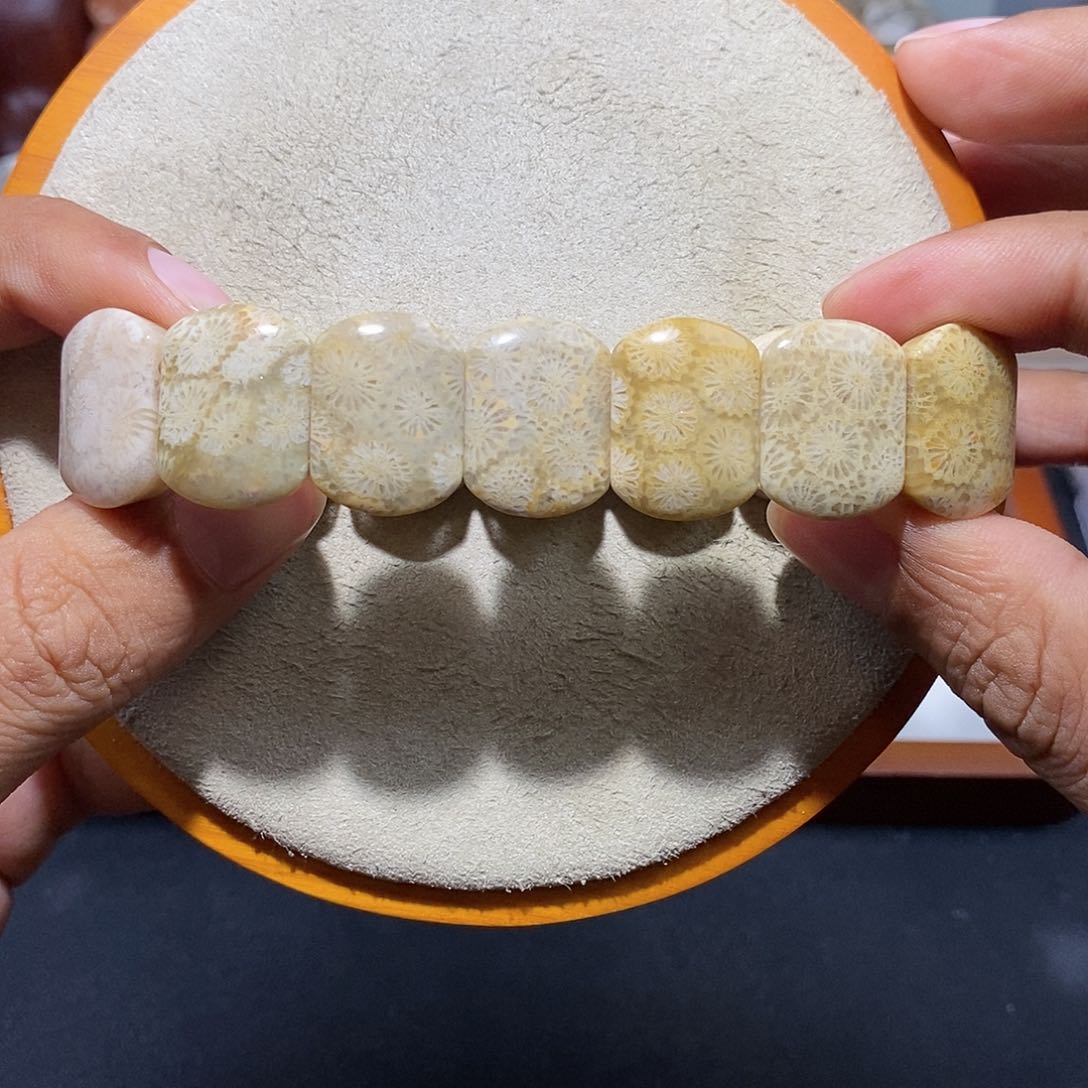 硅化珊瑚（珊瑚玉）手串未镶嵌海藻绿105