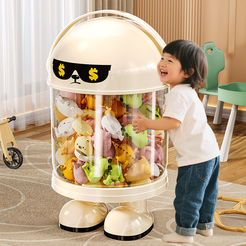 娃娃收纳桶透明大号容量站脚手提零食宝宝公仔玩具加厚收纳箱