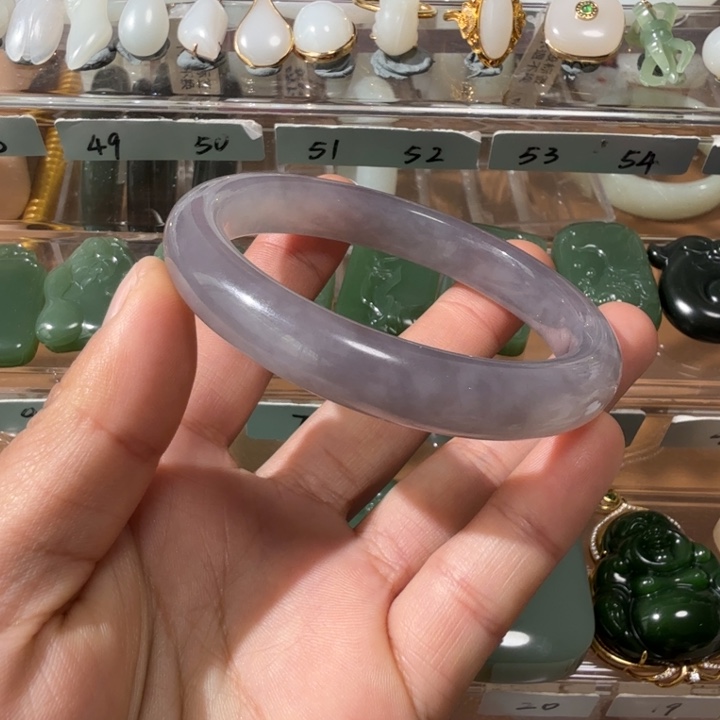 和田玉颈饰未镶嵌冰烟紫手镯内径57+