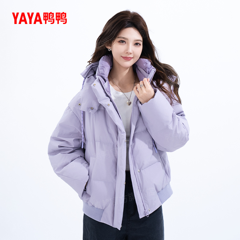 YAYA/鸭鸭羽绒服女短款冬季时尚撞色休闲保暖加厚外套DT5082605A6