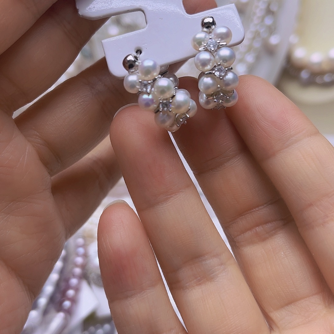 吊坠或者耳钉银S925镶嵌淡水珍珠